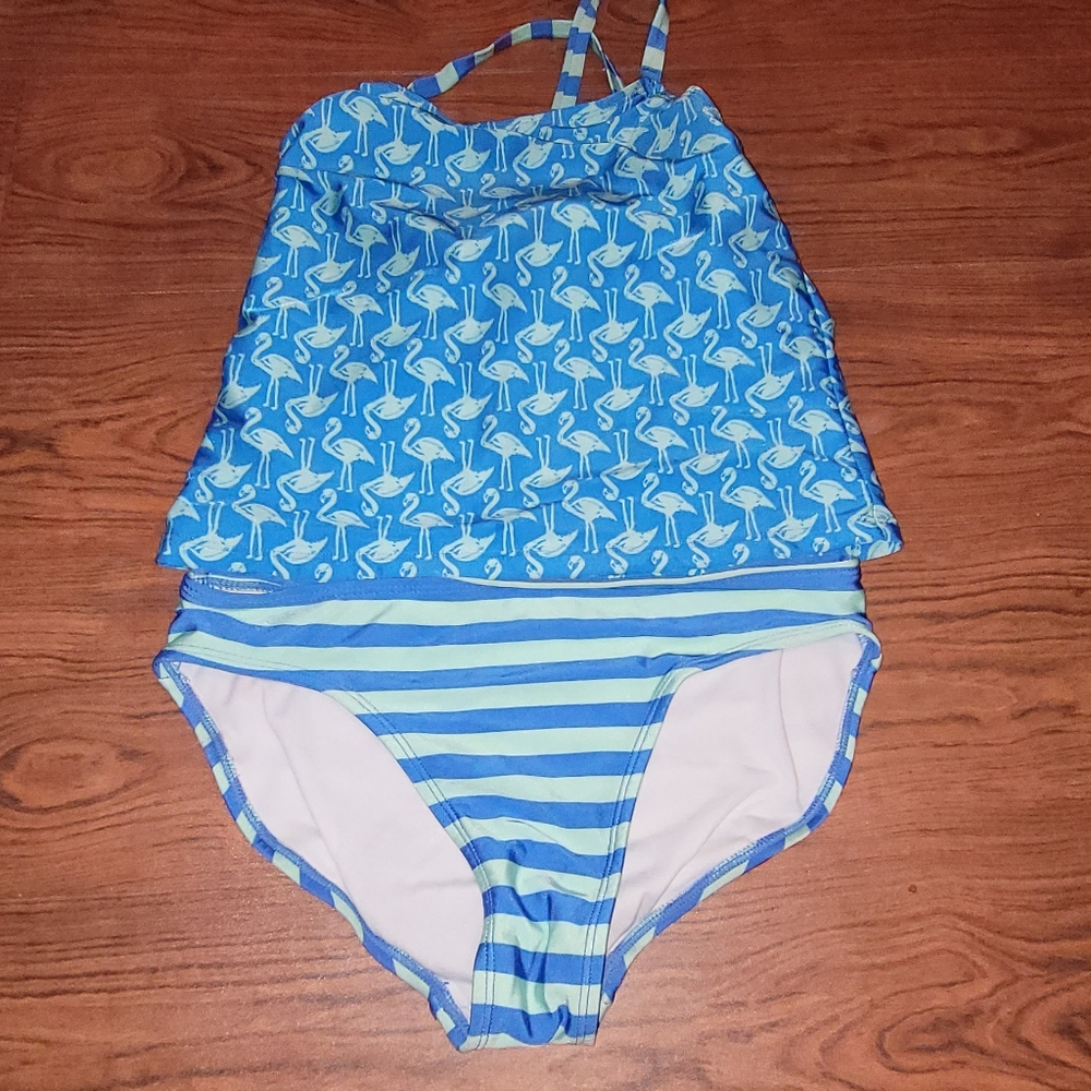 Blue two piece swimming suit size 10/12